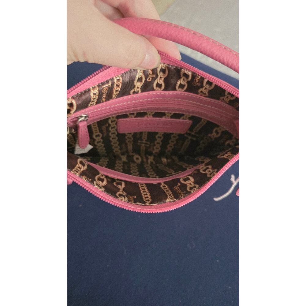 Tignanello Pink Crossbody Wallet Organizer Bag Pebbled Leather Slim Like New - Picture 5 of 9